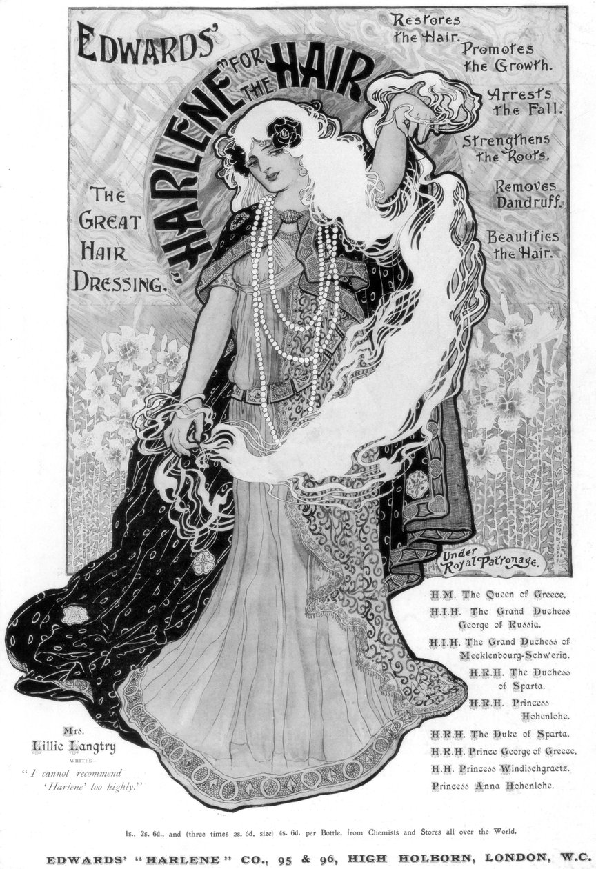 Annons för Edwards Harlene for Hair, 1902 av Unbekannt