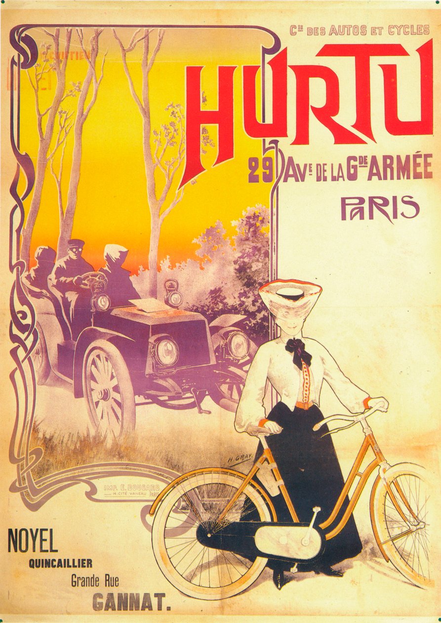 Annons för Hurtu bilar och cyklar, c1900-talet av Unbekannt