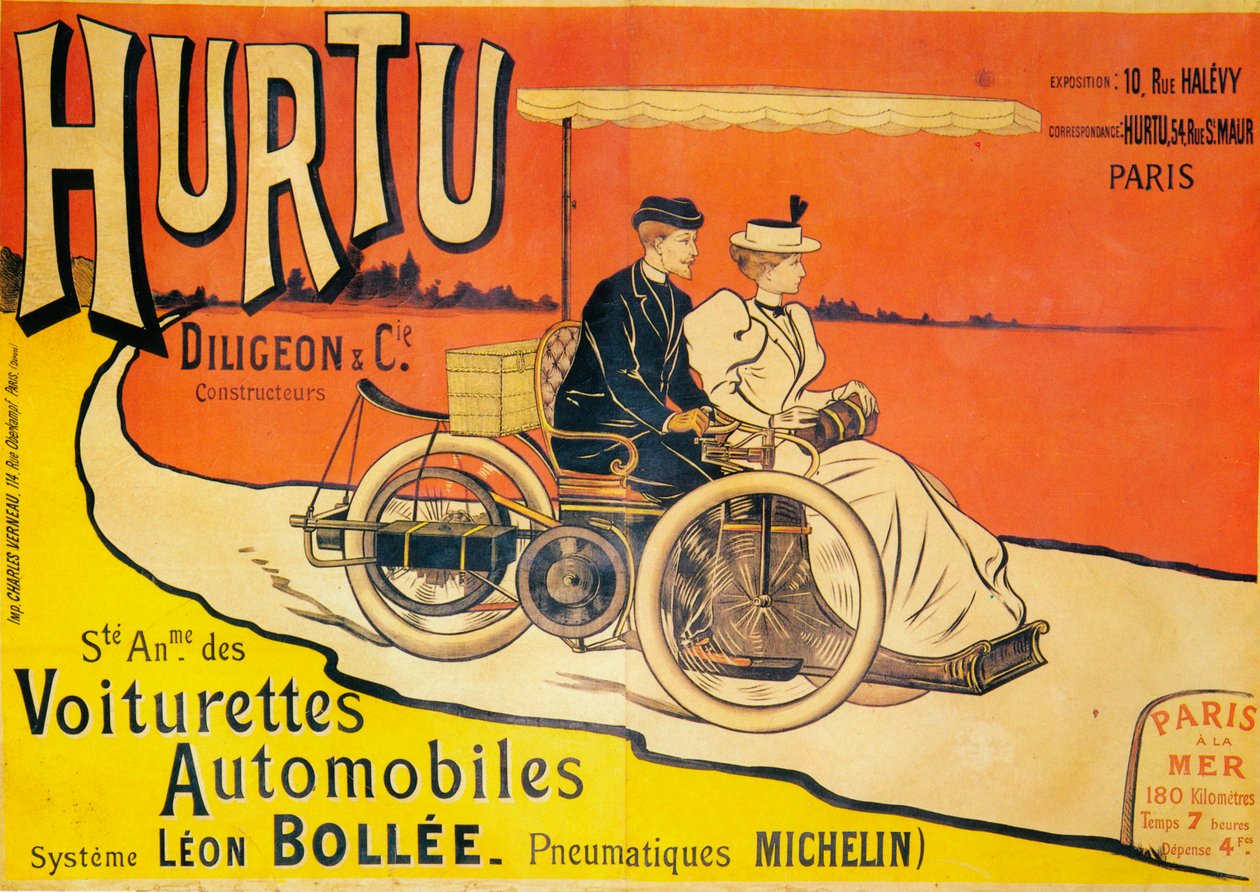 Annons för Hurtu-bilar, c1896 av Unbekannt