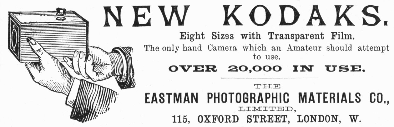 Annons för Kodak-kameror, 1890 av Unbekannt