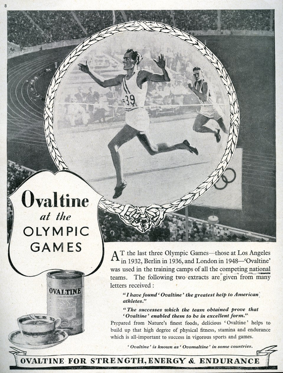 Annons för Ovaltine vid de olympiska spelen i London 1948 (litho) av Unbekannt