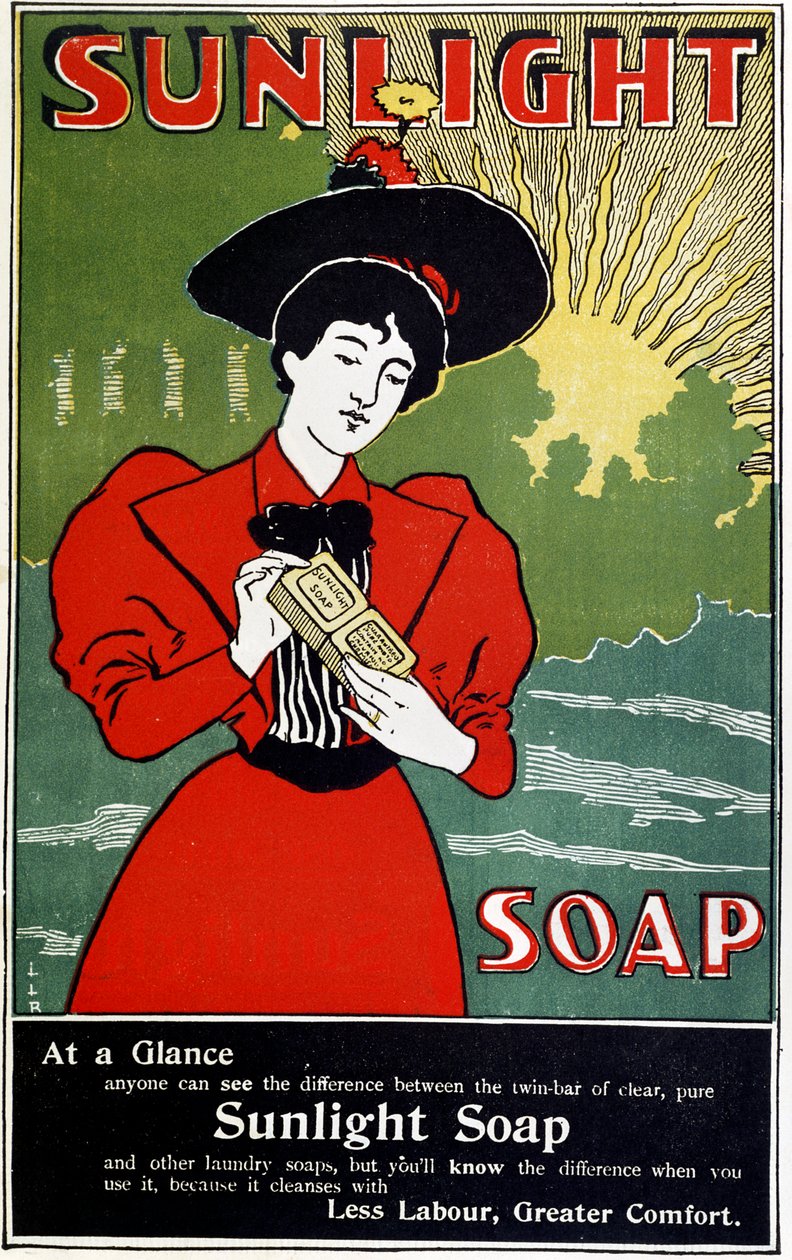 Annons för Sunlight hushållssåpa, c1890 av Unbekannt