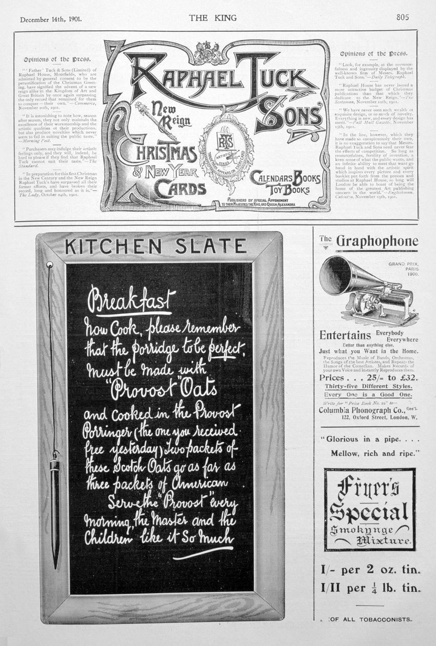 Annonssida från kungens tidskrift, 14 december 1901 av Unbekannt