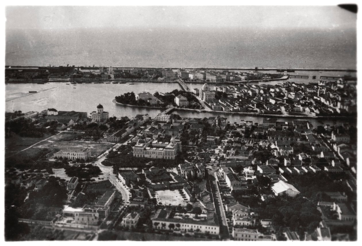 Flygfoto över Recife, Brasilien, från en zeppelinare, 1930 1933 av Unbekannt