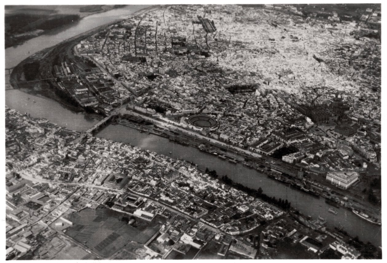 Flygfoto över Sevilla, Spanien, från en Zeppelin, 1929 1933 av Unbekannt