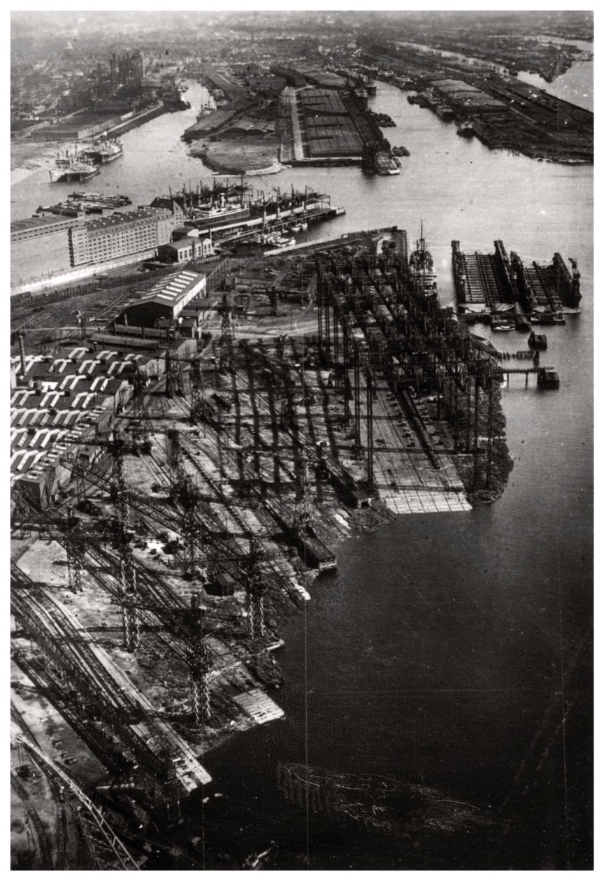 Flygfoto över Bremer Vulkan-varvet, Bremen, Tyskland, från en Zeppelin, c1931 1933 av Unbekannt