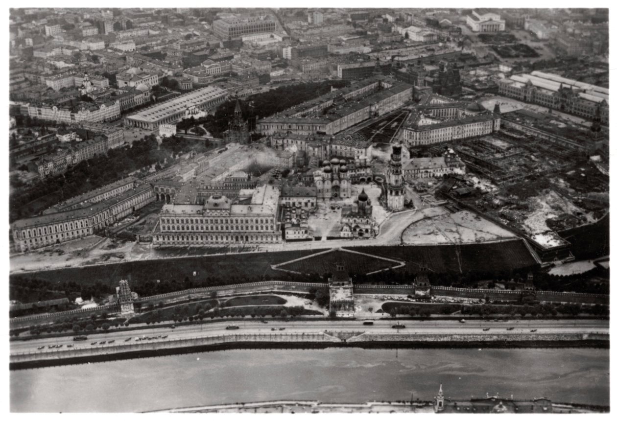 Flygfoto över Kreml, Moskva, Sovjetunionen, från en Zeppelin, 1930 1933 av Unbekannt