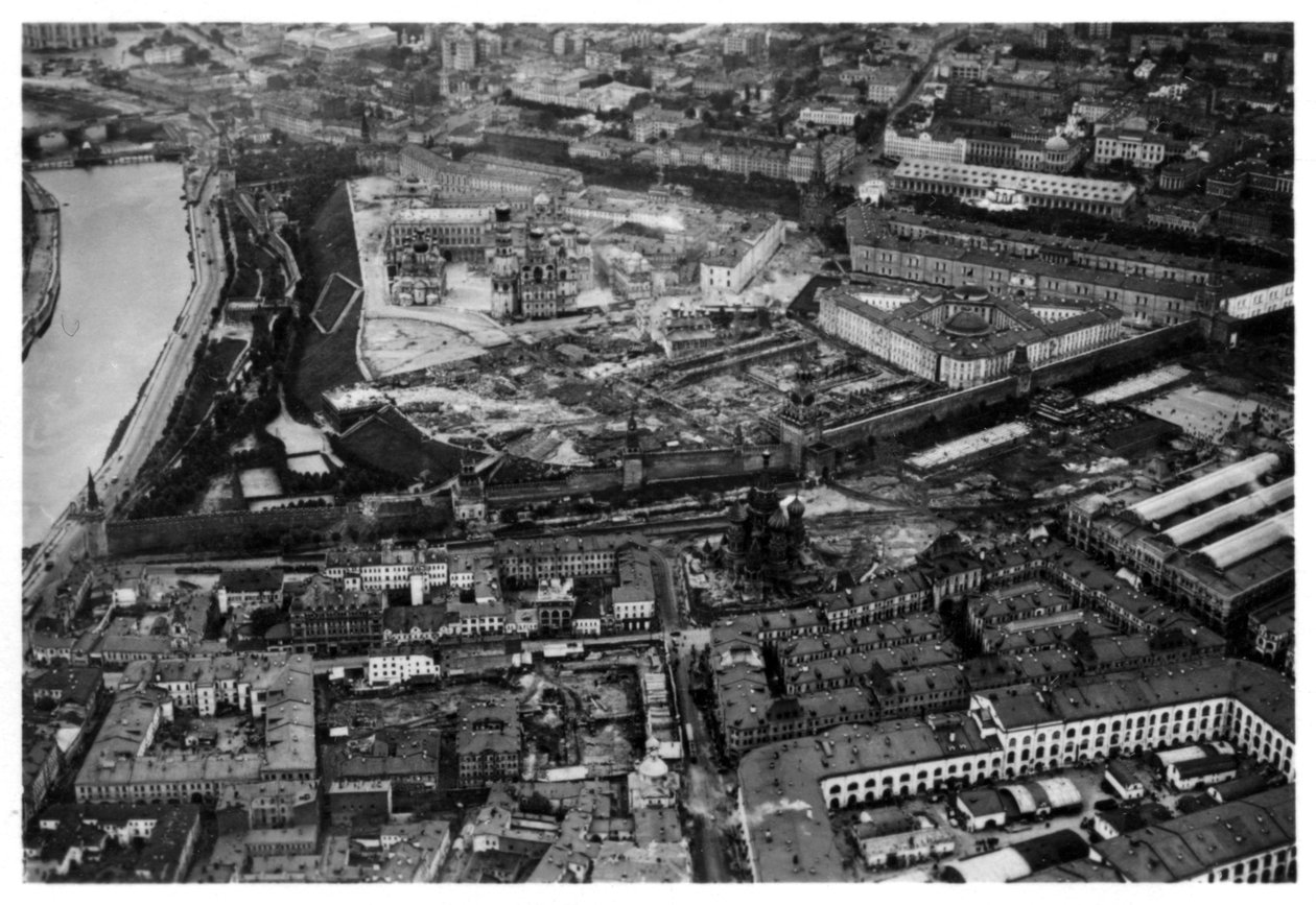 Flygfoto över Kreml, Moskva, Sovjetunionen, från en Zeppelin, 1930 1933 av Unbekannt
