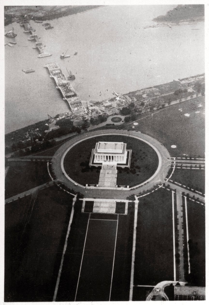Flygfoto över Lincoln Memorial, Washington DC, USA, från en zeppelinare, 1928 1933 av Unbekannt