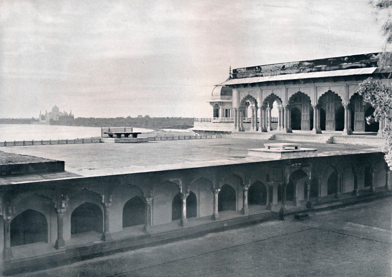 Agra. Dewan-i-Khas som visar Taj, c1910. av Unbekannt