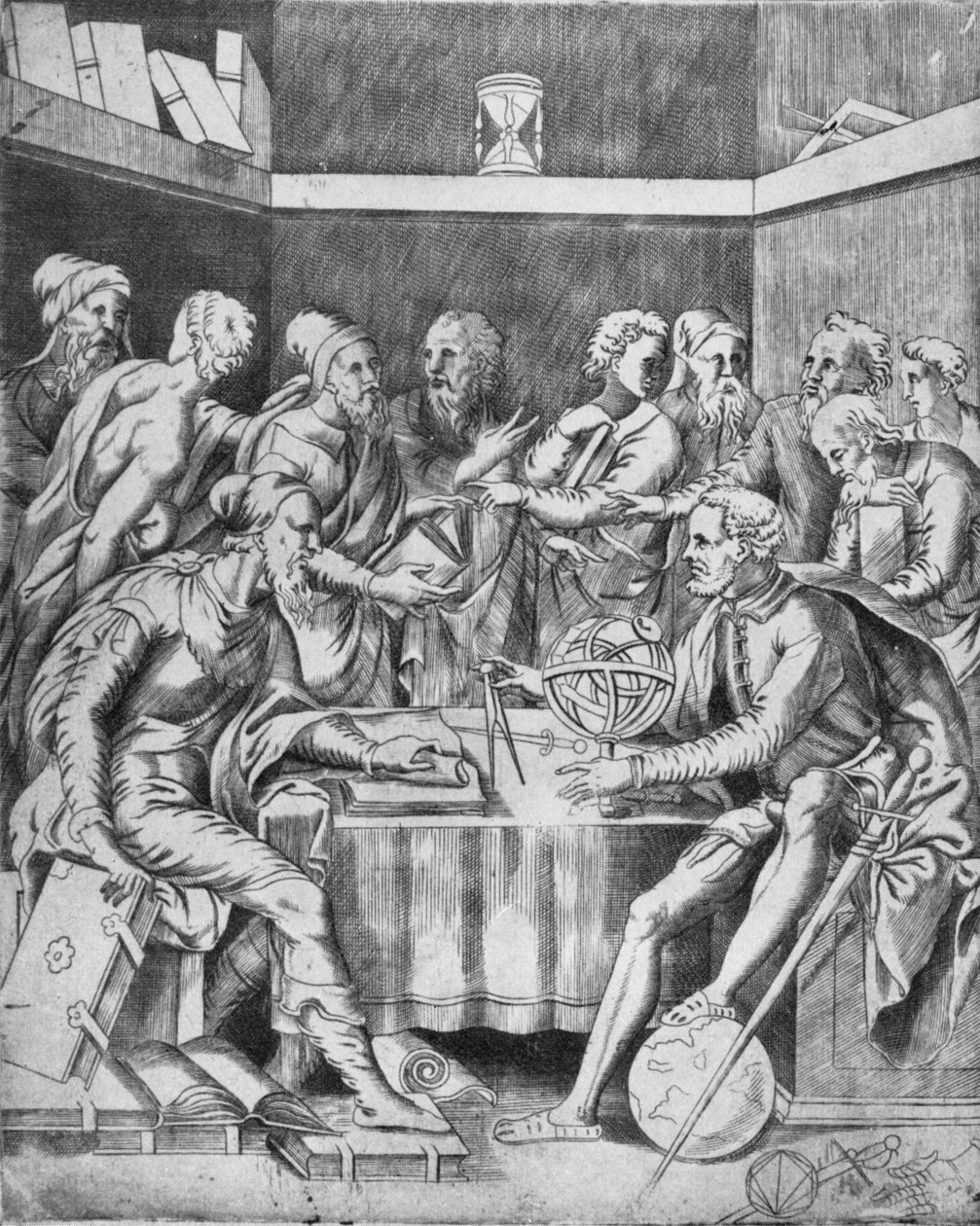 Agrippa instruerar sina elever matematiskt, 1553, 1936 av Unbekannt
