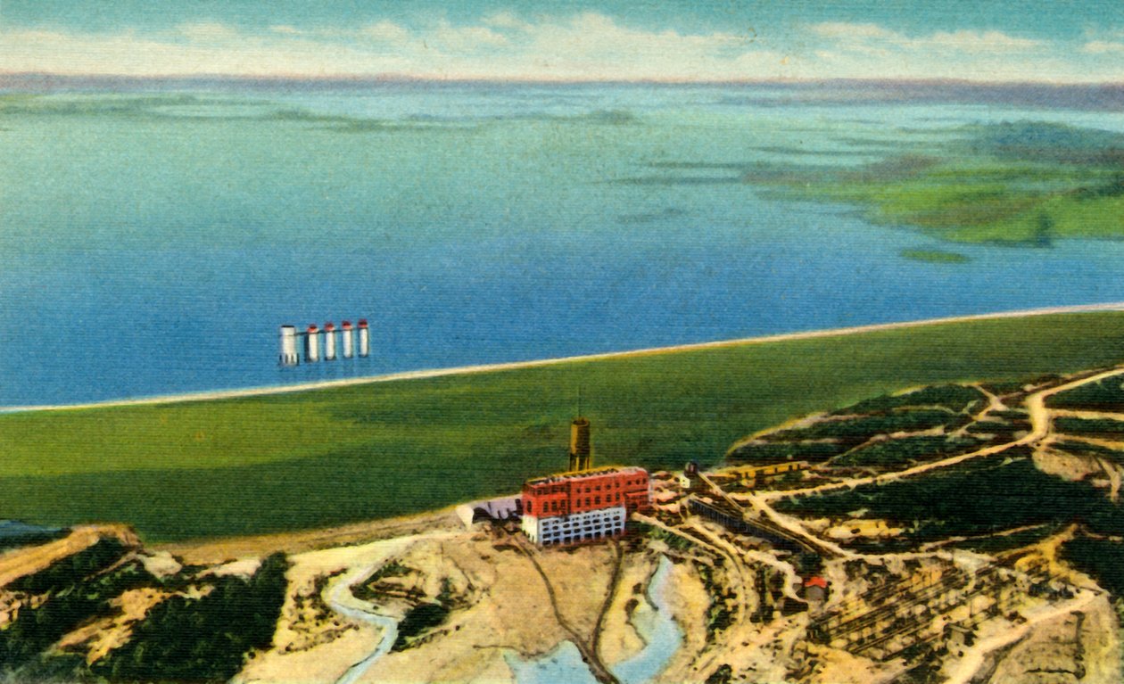 Luftvy över Saluda Dam som visar Lake Murray, S.C., 1942. av Unbekannt