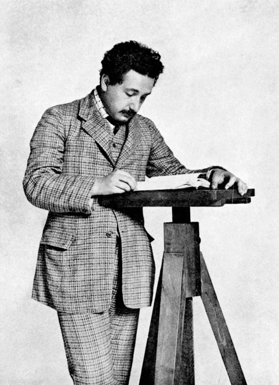 Albert Einstein 1879-1955, tysk-schweizisk matematiker och teoretisk fysiker, 1905 av Unbekannt