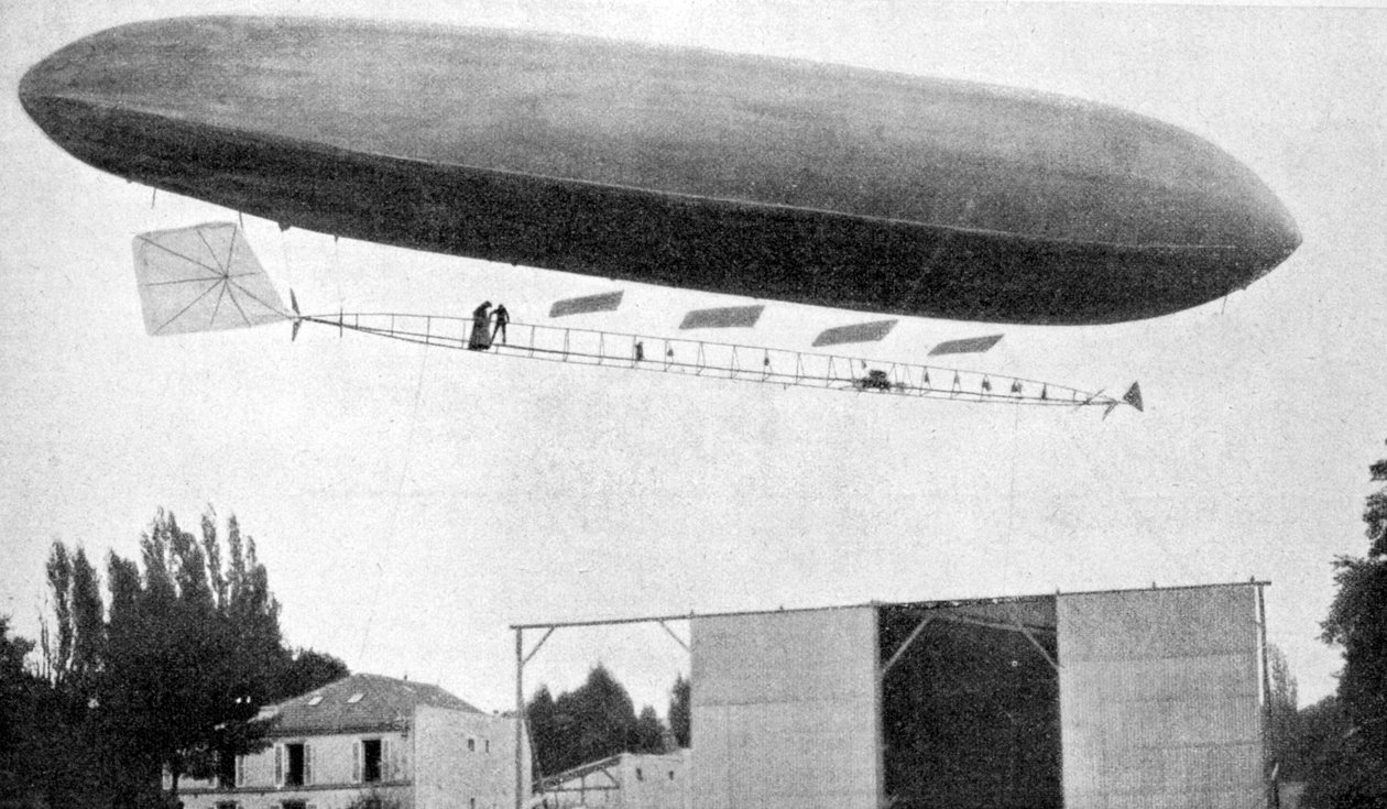 Alberto Santos-Dumont flyger sitt luftskepp nummer 10, 1903 av Unbekannt