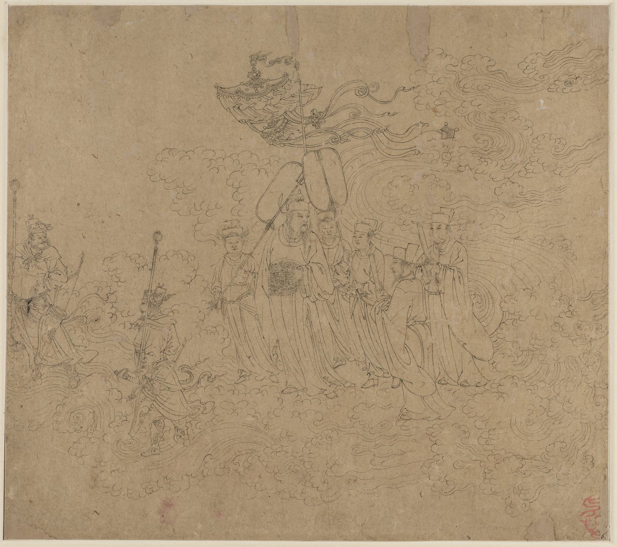 Album med daoistiska och buddhistiska teman: Procession of Daoist Deities: Leaf 6, 1200-talet. av Unbekannt