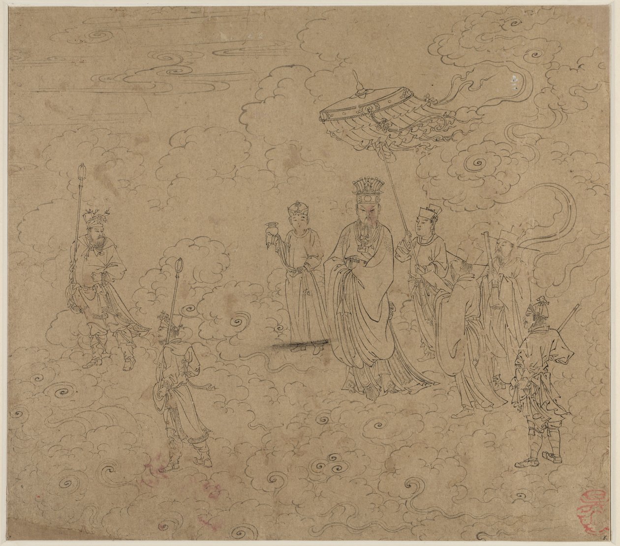 Album med daoistiska och buddhistiska teman: Procession of Daoist Deities: Leaf 8, 1200-talet. av Unbekannt