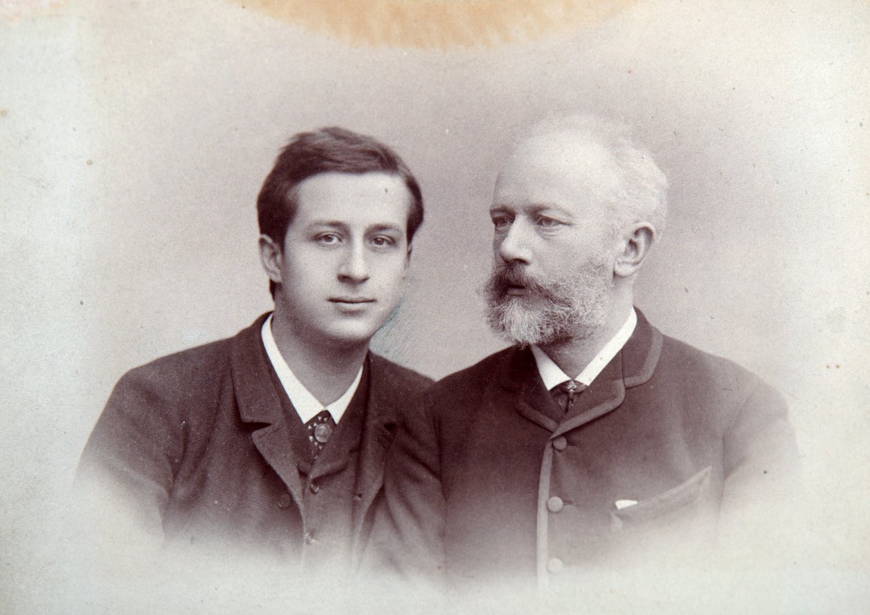 Alexander Siloti, rysk pianist och dirigent, och Peter Tjajkovskij, rysk kompositör, 1888 av Unbekannt
