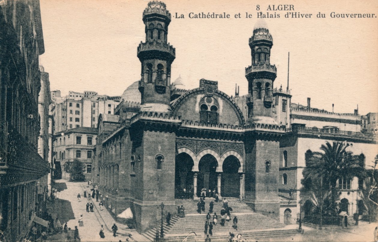 Alger - katedralen och guvernörens vinterpalats, c1900 av Unbekannt