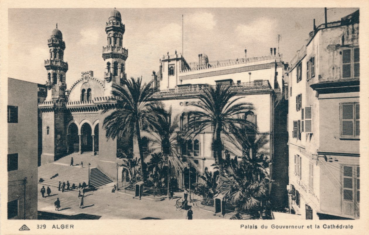 Alger - Guvernörens palats och katedral, c1900 av Unbekannt