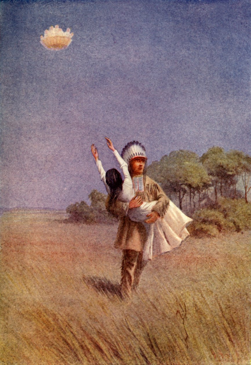 "Algon bär den tillfångatagna jungfrun hem till sin loge", 1914. av Unbekannt
