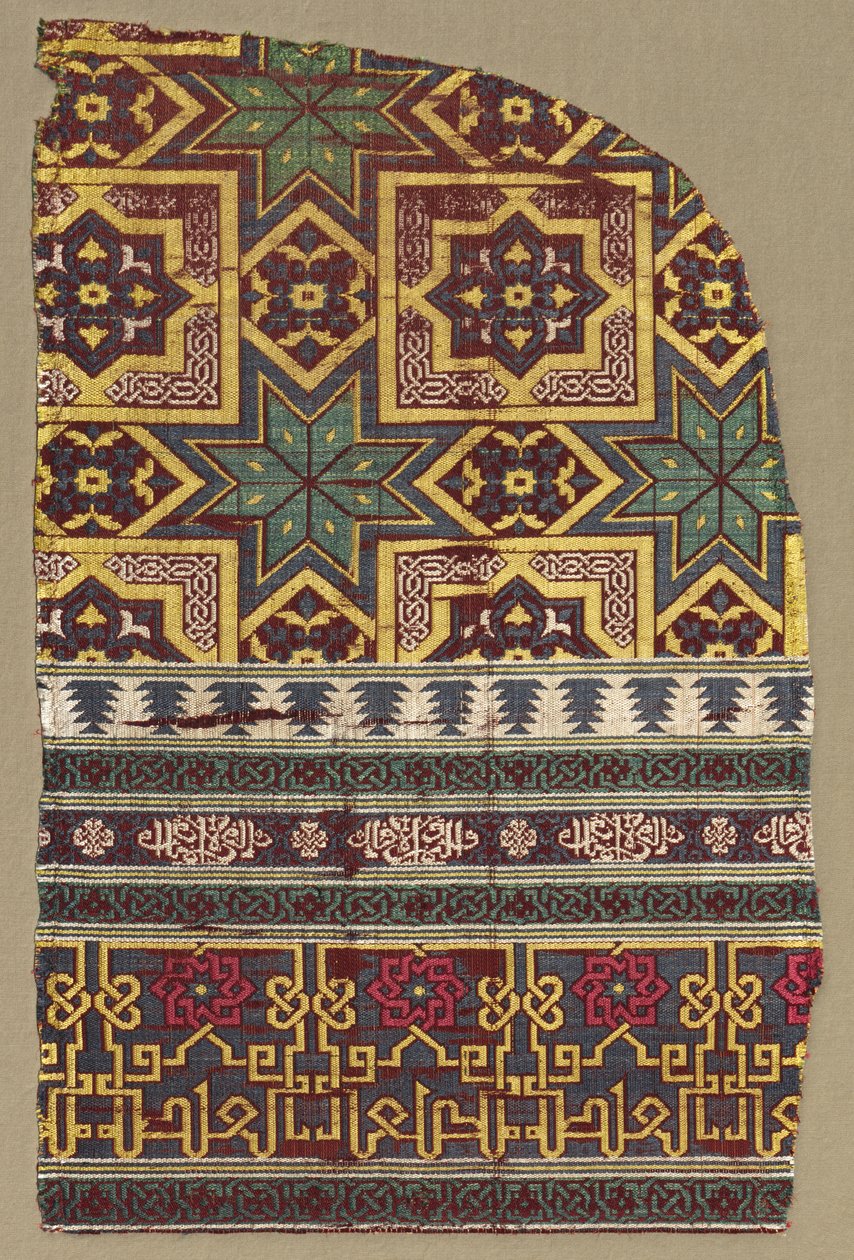 Alhambra hängande fragment med dekorerade band, 1300-tal. av Unbekannt