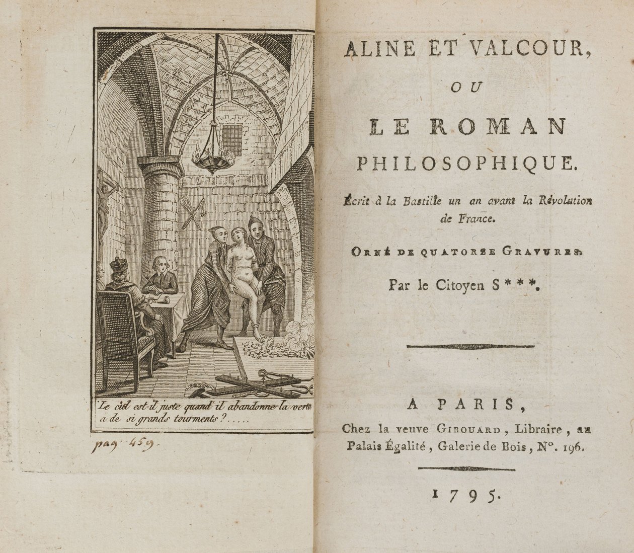 Aline och Valcour eller, The Philosophical Roman av Marquis de Sade, 1795. av Unbekannt