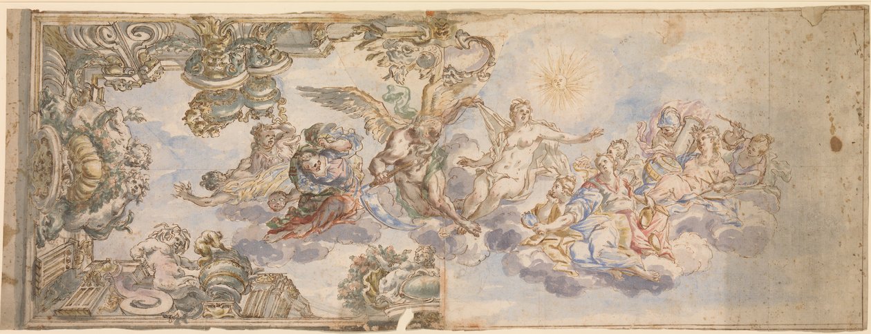 Allegorisk design för en takfresco., 1650-1700. av Unbekannt