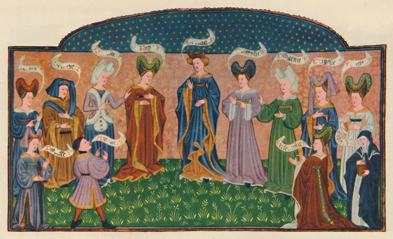 Allegoriska figurer i hovklänning, 1445, 1948. av Unbekannt