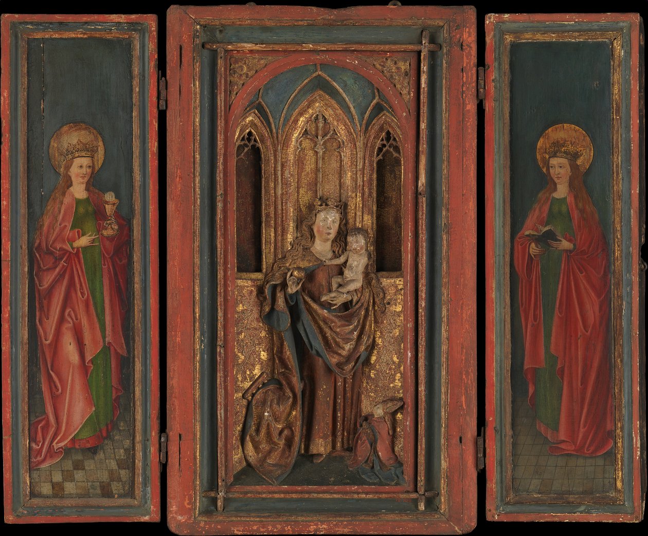 Altar Shrine med Madonna och barn med donator, sista kvartalet 1400-talet. av Unbekannt