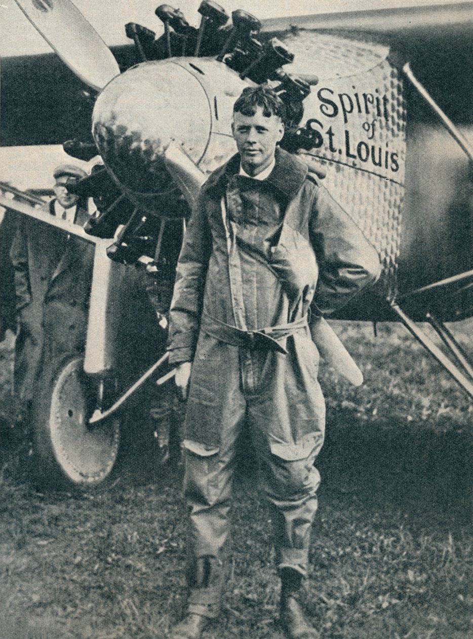 Den amerikanske flygaren Charles Lindbergh och hans plan, Spirit of St Louis, c1927 c1937 av Unbekannt