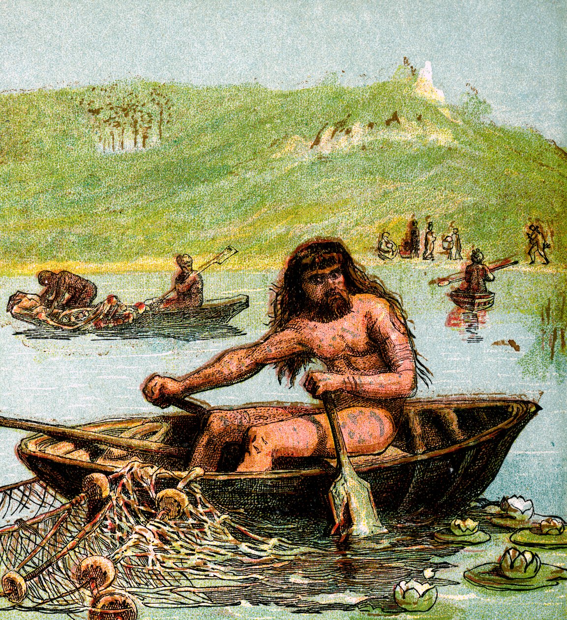 En forntida britt i sin båt, c1850 av Unbekannt