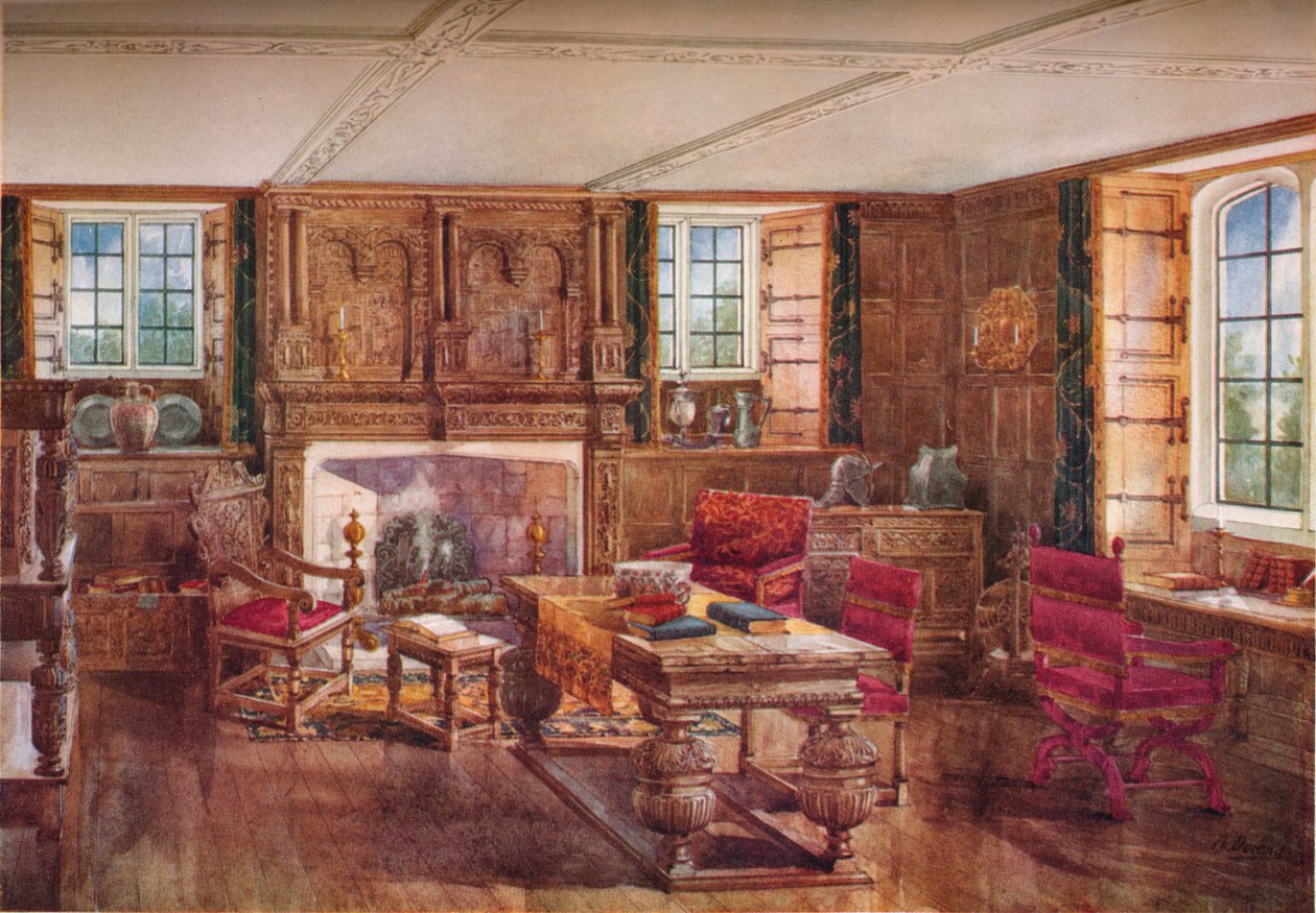 An Elizabethan Living Room, c1800-talet, 1923 av Unbekannt