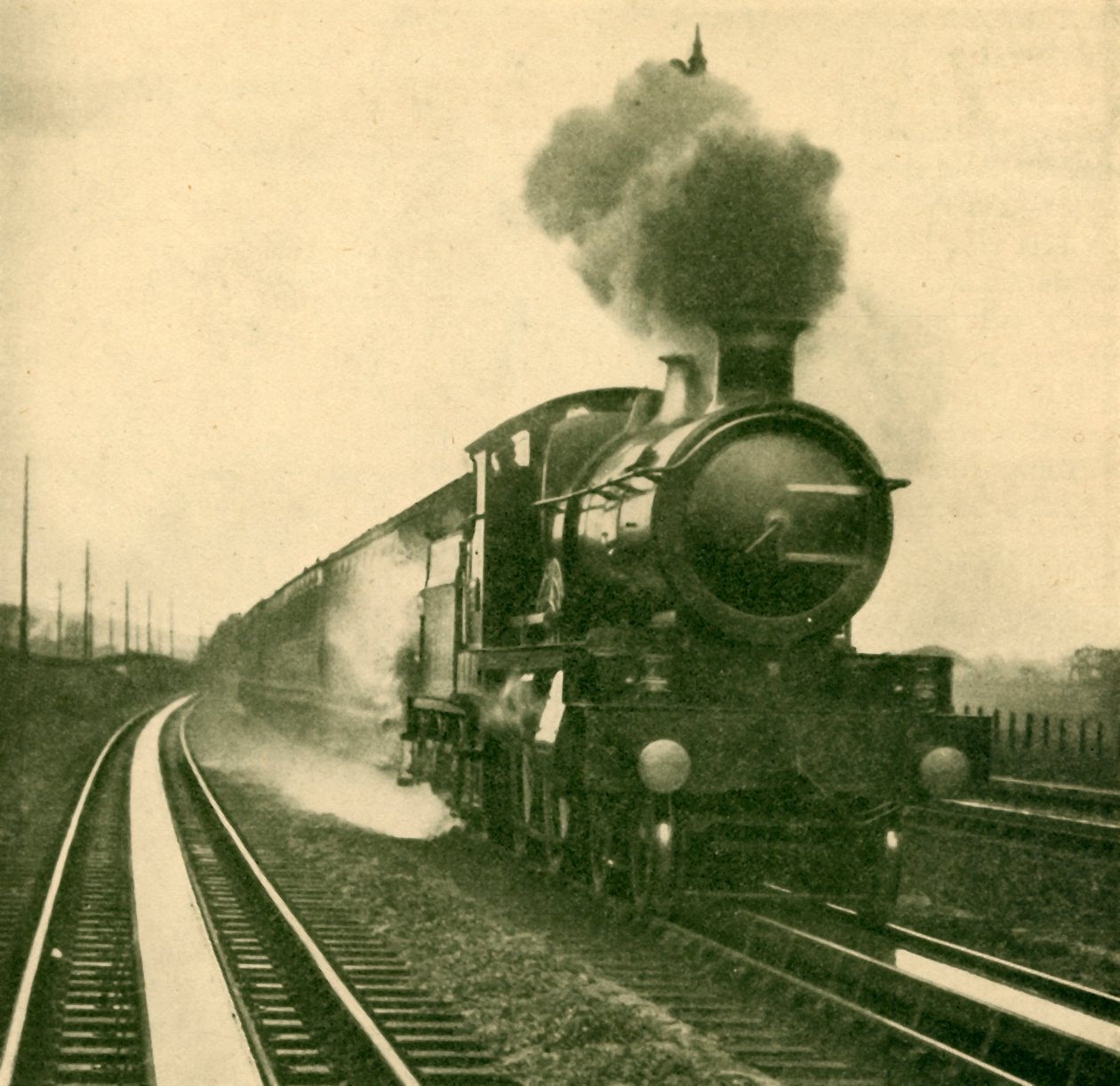 En motor av stjärnklassen plockar upp vatten i hastighet, Goring, Great Western Railway, 1930. av Unbekannt
