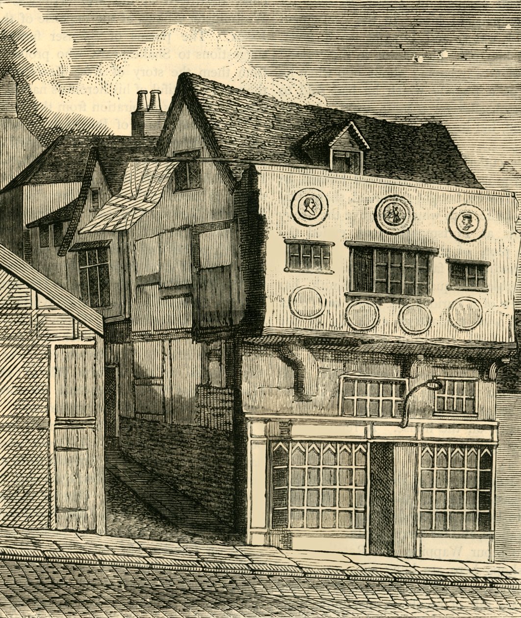Ett gammalt hus på Little Tower Hill, c1792, c1872. av Unbekannt
