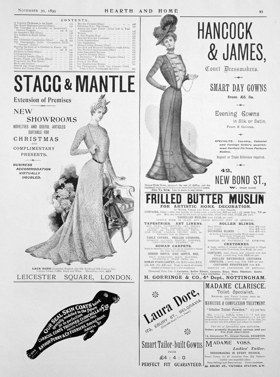 En annonssida i Hearth and Home, 30 november 1899 av Unbekannt