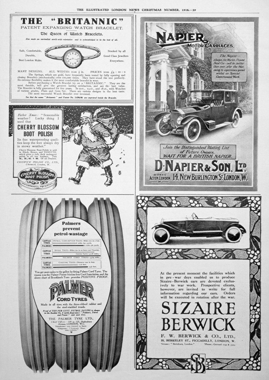En annonssida i Illustrated London News, Christmas, 1916 av Unbekannt