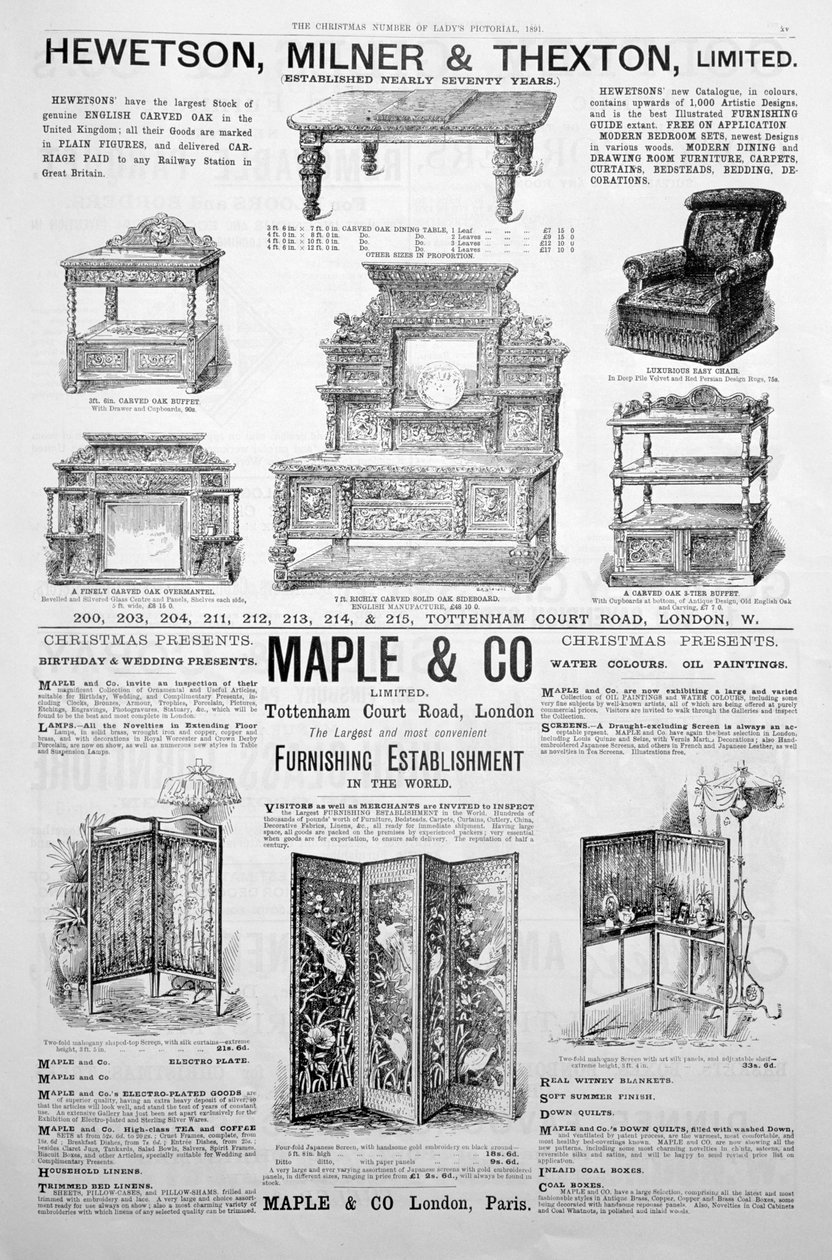 En annonssida i Ladys Pictorial magazine of Christmas 1891 av Unbekannt