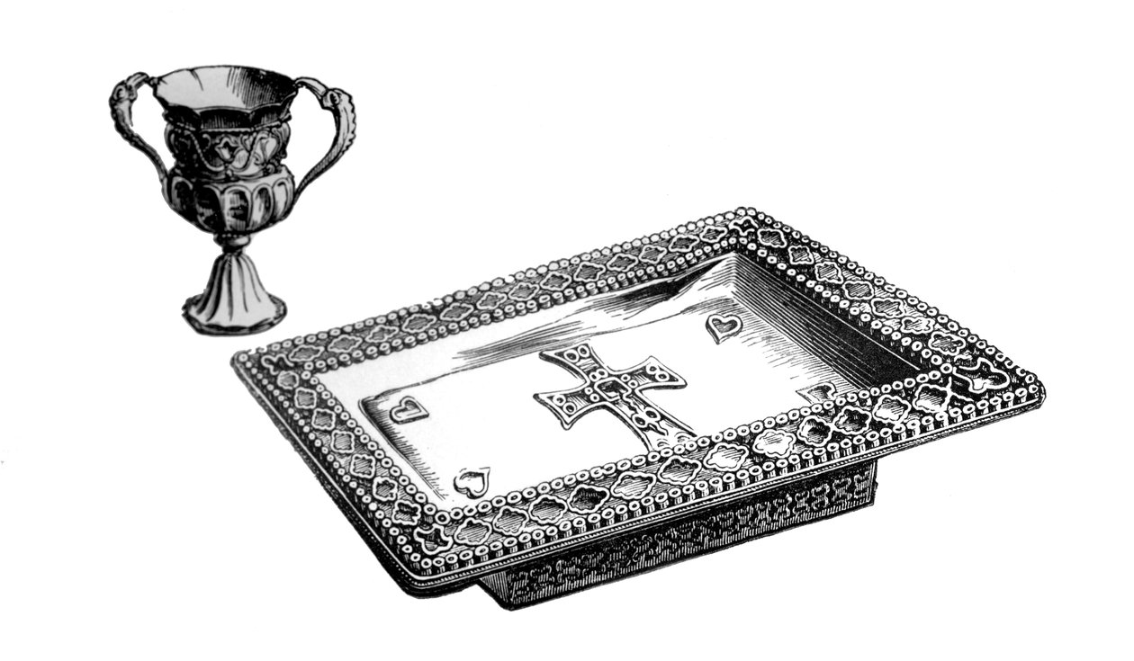 En altarbricka och kalk i emaljerat guld, c 300- eller 400-talet, 1870 av Unbekannt