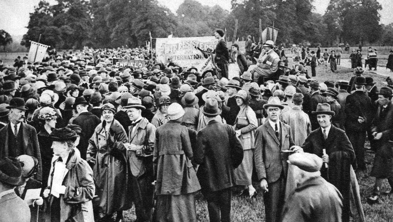 Ett antikrigsmöte, Hyde Park, London, 1926-1927 av Unbekannt