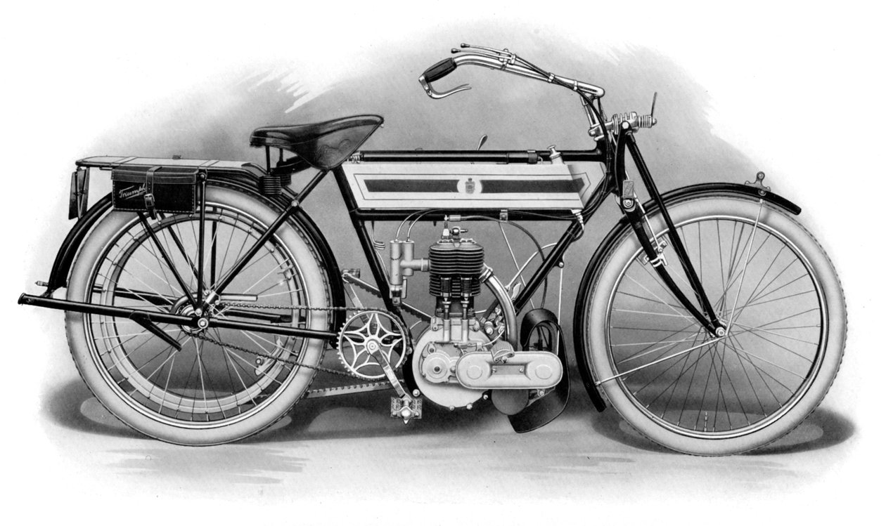 En tidig Triumph-motorcykel, 1911-1912 av Unbekannt