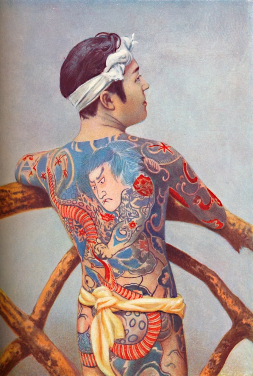 En noggrant tatuerad japansk man, 1902 av Unbekannt