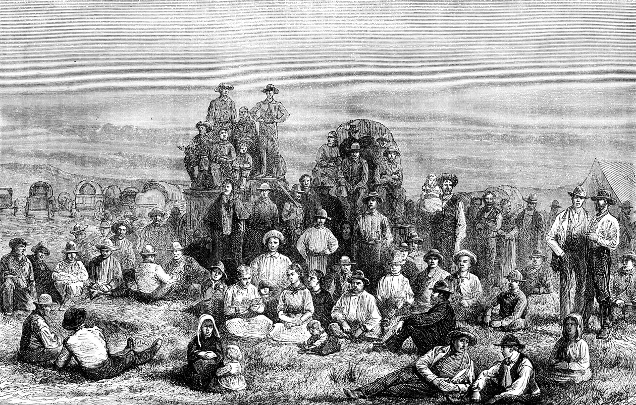 Ett läger av mormonomvändare i öknen, c1846 c1880 av Unbekannt
