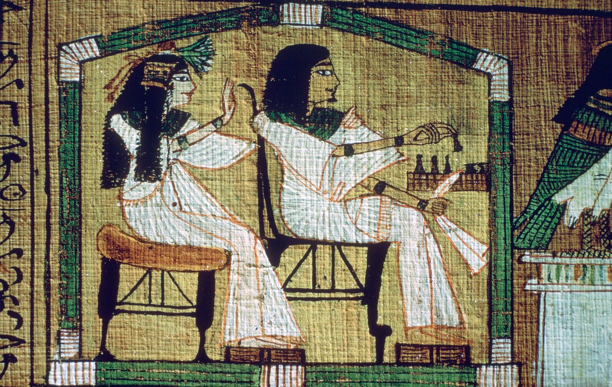 En bild på en egyptisk papyrus av dragspel, Anis Book of the Dead ark 7 av Unbekannt