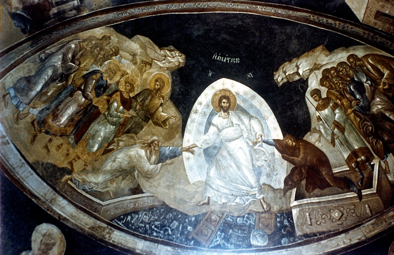 Anastasis, fresk i pareklesion av Church of Christ in Chora, c1310-c1320 av Unbekannt
