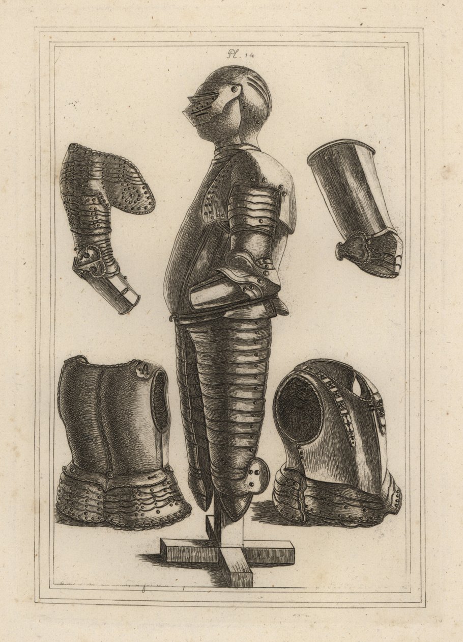 Urgammal rustning för John de Courcy, Earl of Ulster 1, och pauldron, garde-messing, avant-messing eller vambrace of Duke of Monmouth 2 av Unbekannt