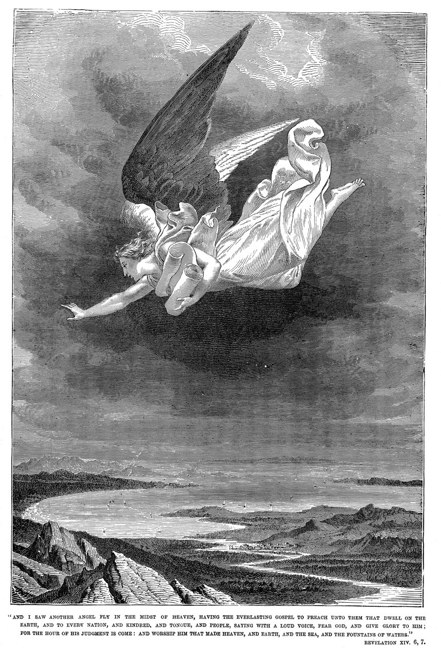Och jag såg en annan ängel flyga mitt i himlen..., c1885 av Unbekannt