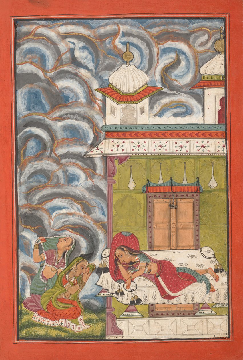 Andhrayaki Ragini: Folio från en ragamala-serie Garland of Musical Modes, ca. 1710. av Unbekannt