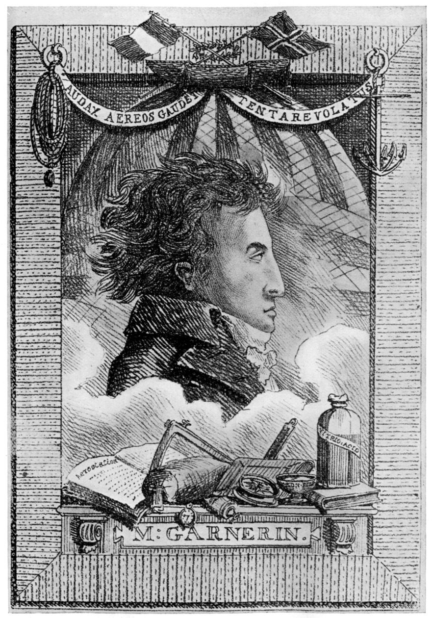 Andre Jacques Garnerin, fransk aeronaut och den första fallskärmshopparen, c1800 1910 av Unbekannt