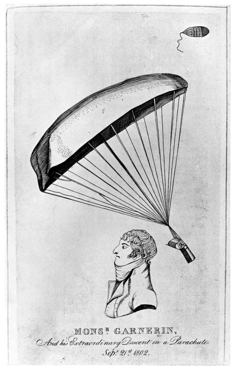 Andre Jacques Garnerin, fransk aeronaut och den första fallskärmshopparen, c1802 1910 av Unbekannt