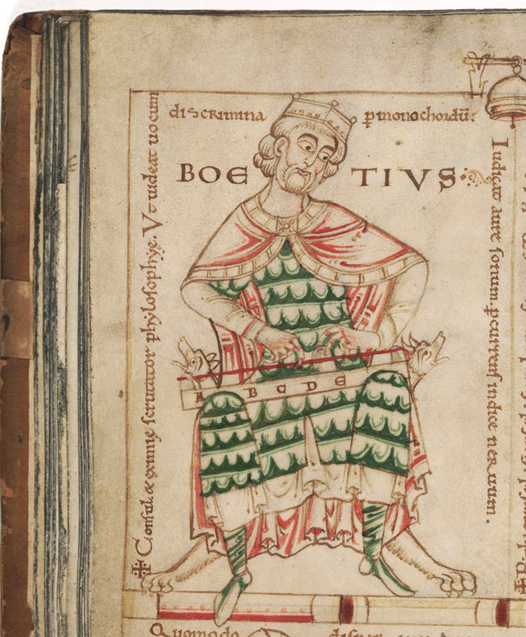 Anicius Manlius Severinus Boethius Från: The Formation of Music av Boethius, 1100-talet av Unbekannt